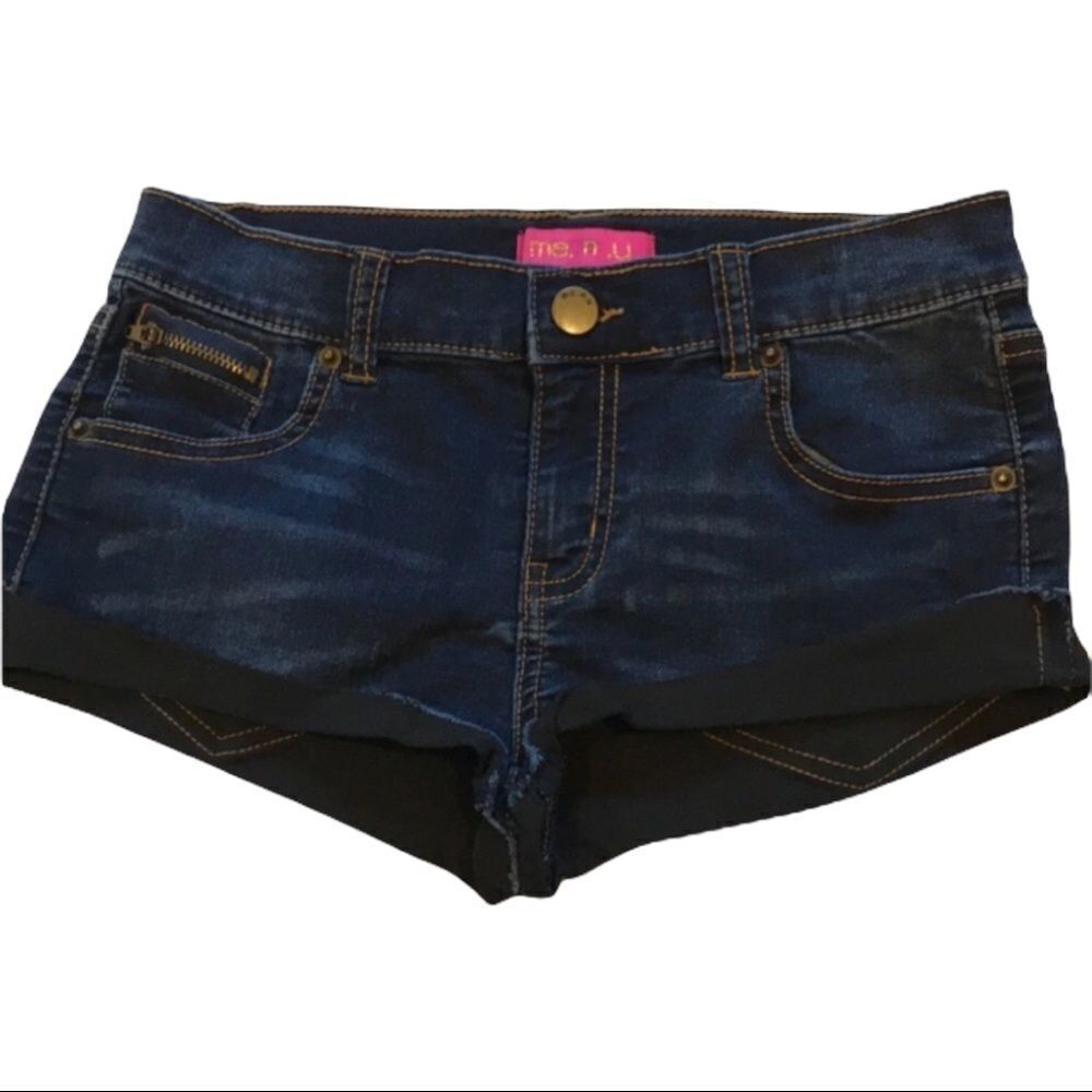 stretchy cuffed jean shorts